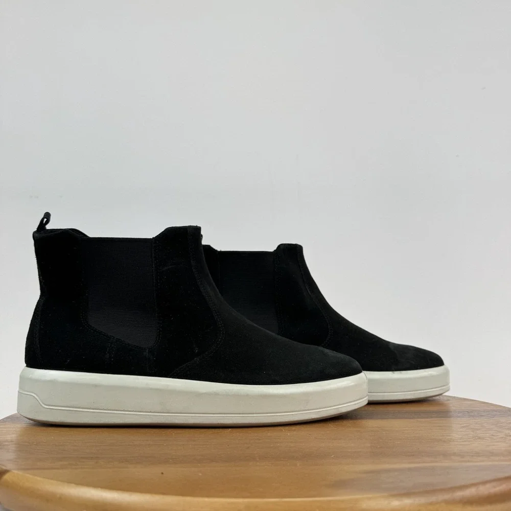 Womens Ecco Soft 9 Black Leather Comfort‎ Casual Wedge Chelsea Boots Size EU 42